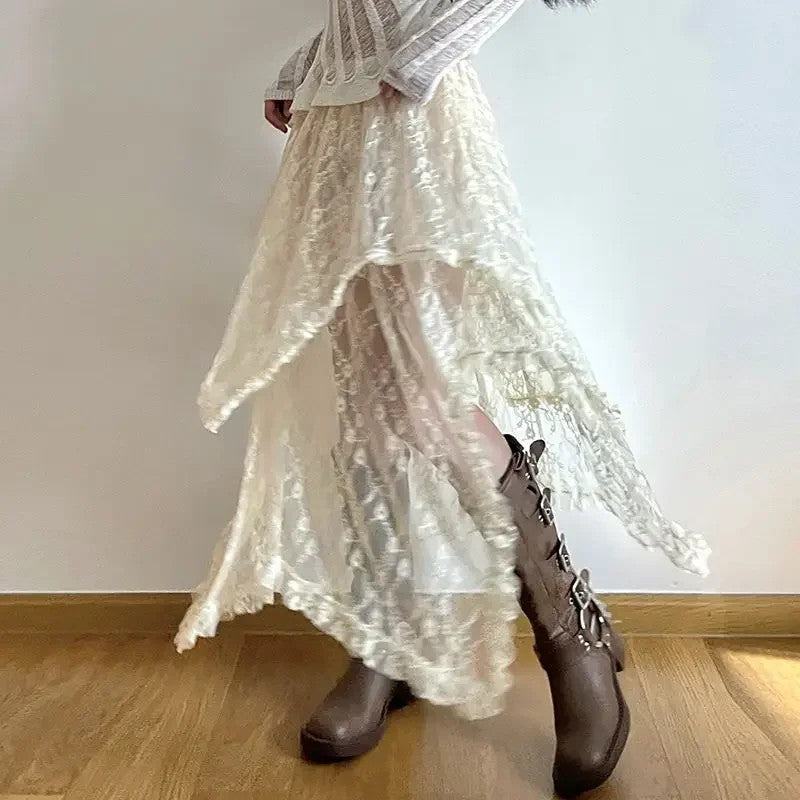 Rila Lace Asymmetrical Skirt