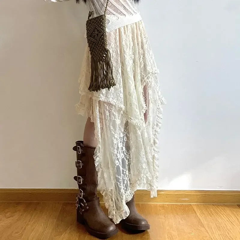 Rila Lace Asymmetrical Skirt