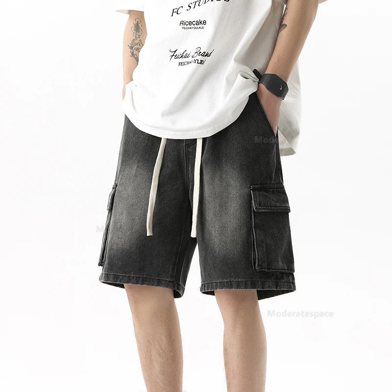 Rimini Cargo Denim Shorts - Slate Grey