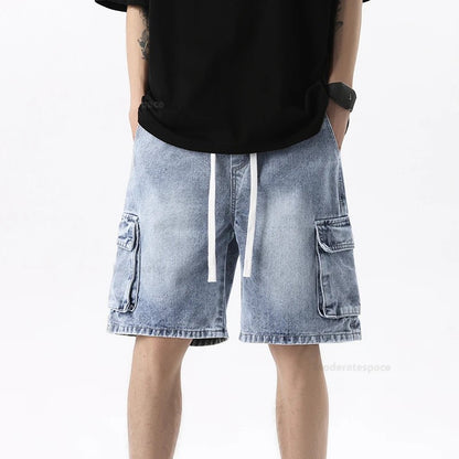 Rimini Cargo Denim Shorts - Washed Blue