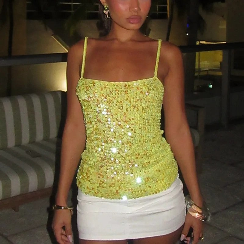 Rina Sequin Crochet Cami