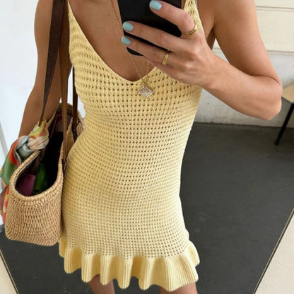 Riva Ruffled Knit Halter Dress