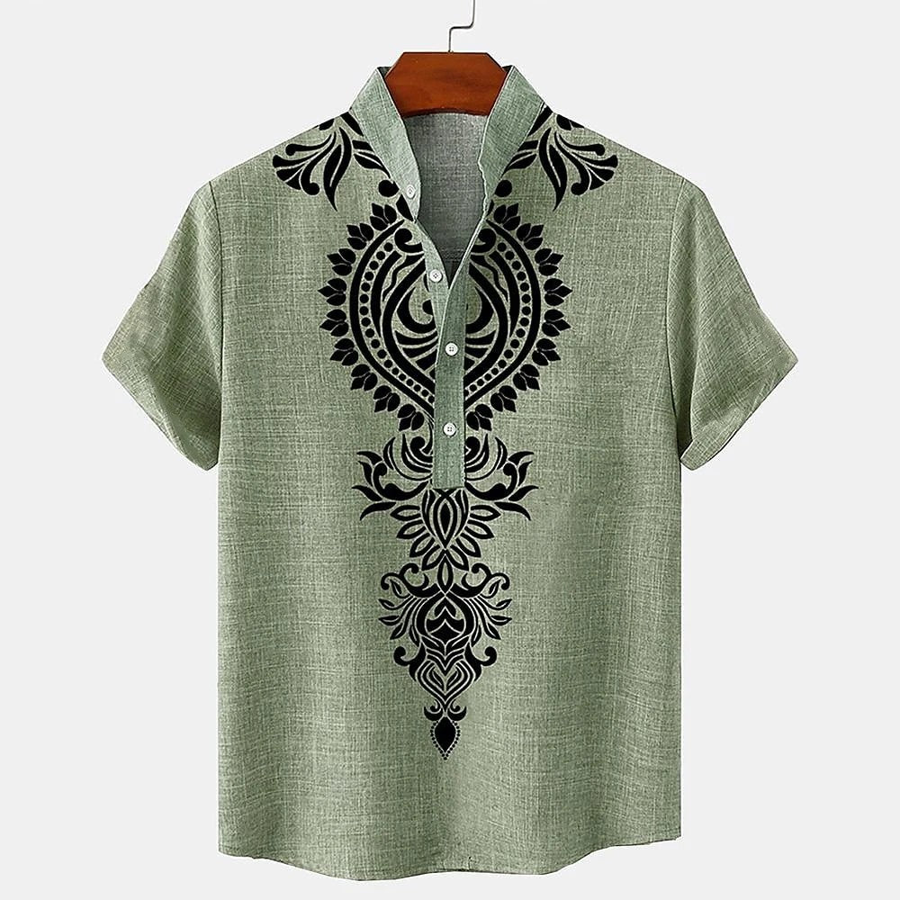 Rivea Print Linen Shirt - Crimson Red