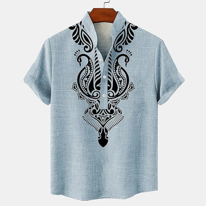 Rivea Print Linen Shirt - Forest Green