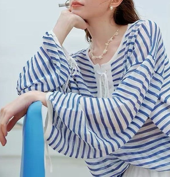 Riviera Striped Knit Top - Marine Stripe