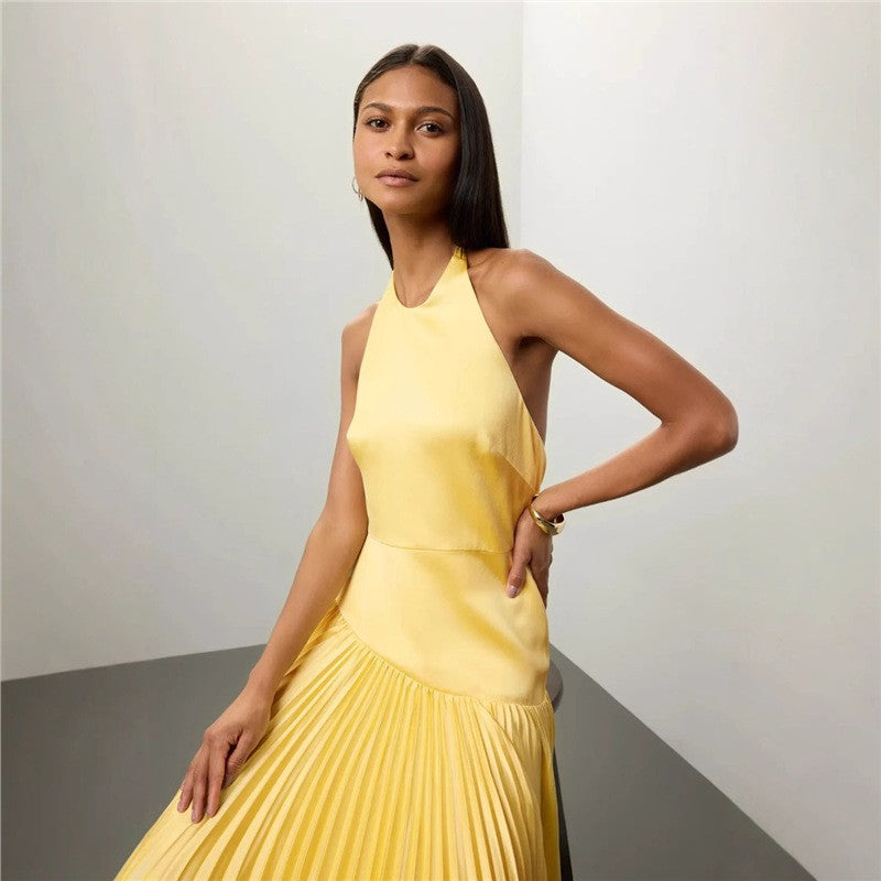 Riviera Pleated Halter Dress