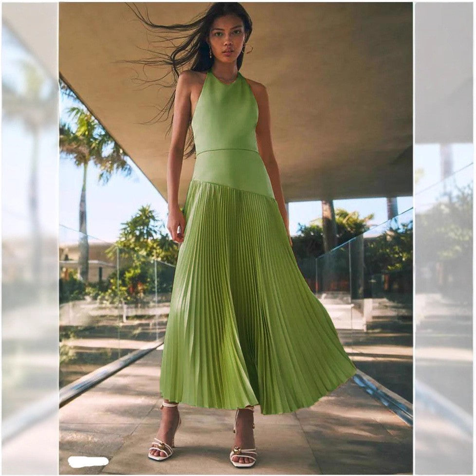 Riviera Pleated Halter Dress