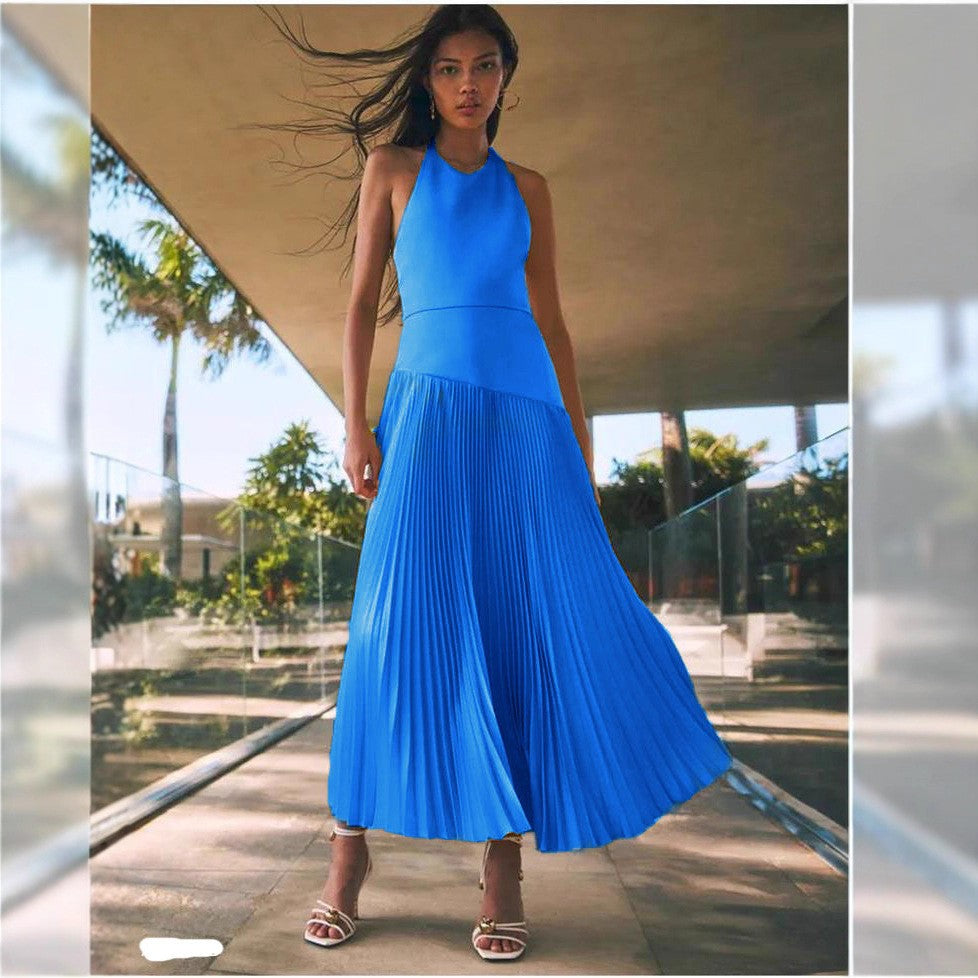 Riviera Pleated Halter Dress