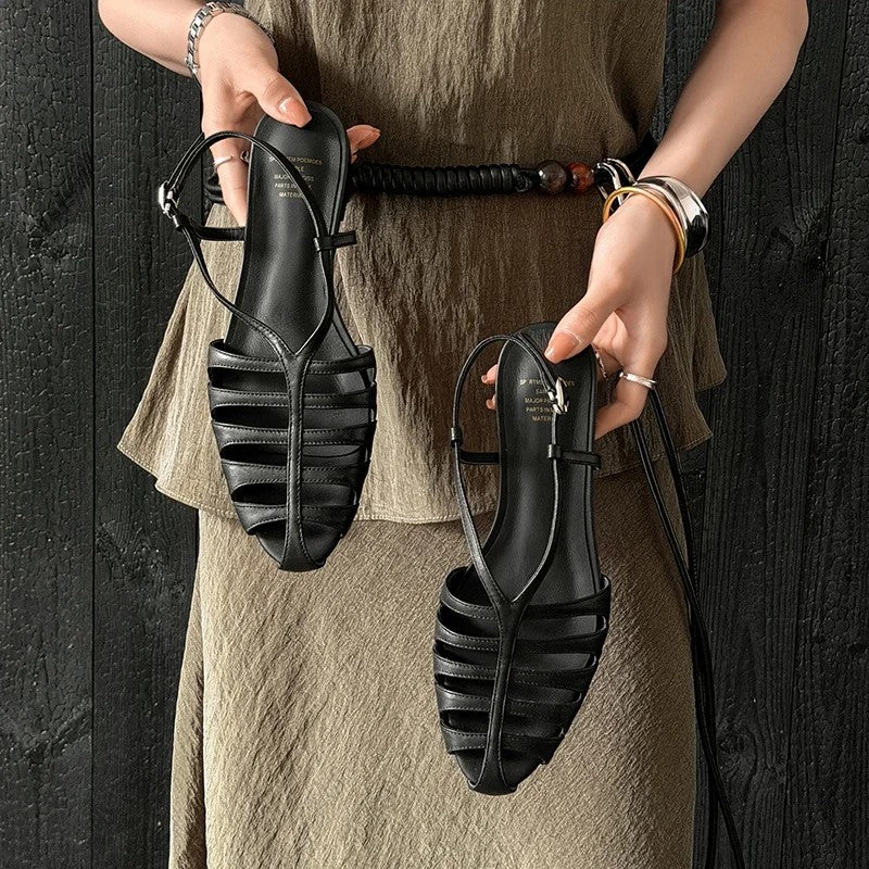 Rossetti Genuine Leather Sandals - Obsidian Black