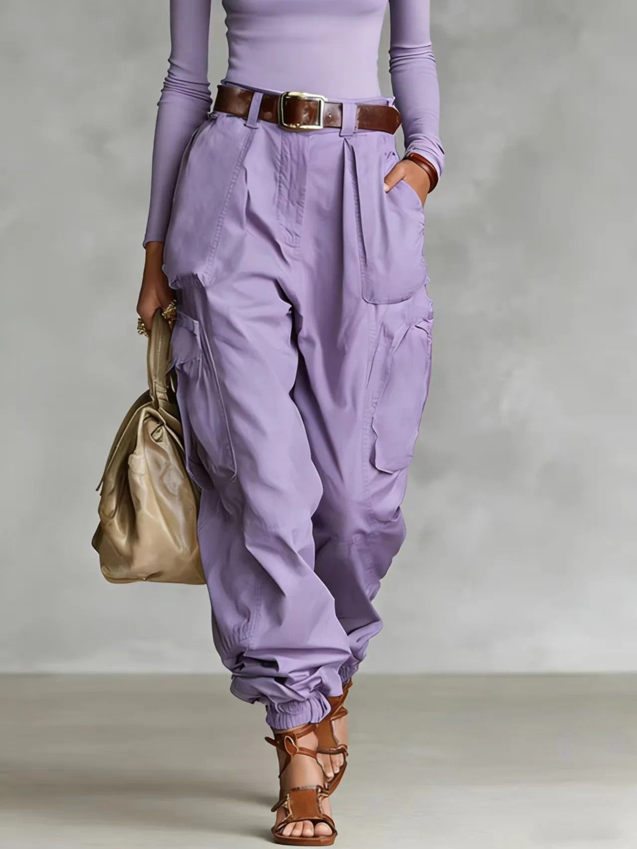 Roux Cuffed Utility Pants - Amethyst