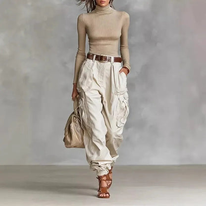 Roux Cuffed Utility Pants - Apricot