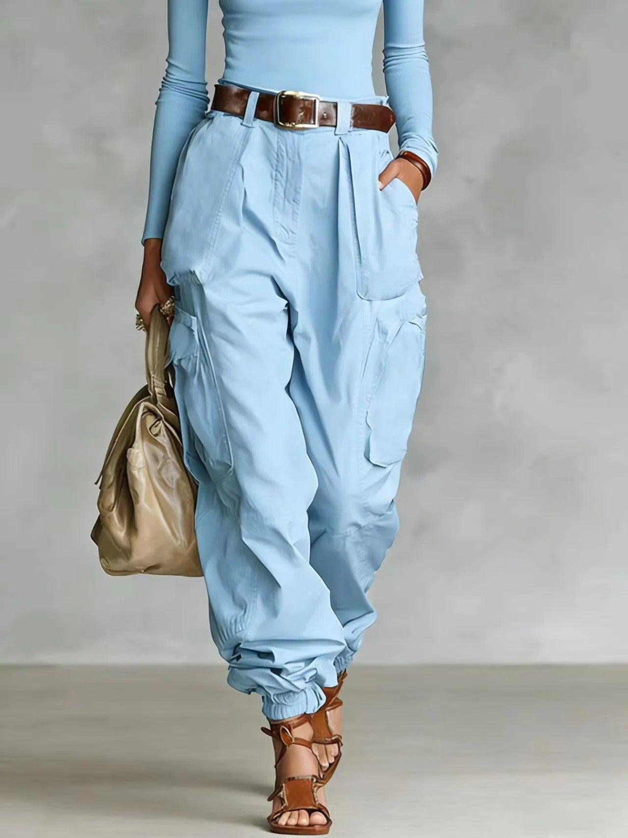 Roux Cuffed Utility Pants - Azure