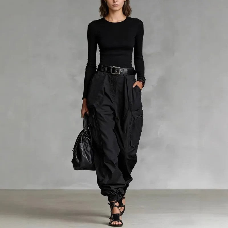 Roux Cuffed Utility Pants - Black