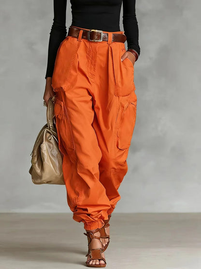 Roux Cuffed Utility Pants - Coral