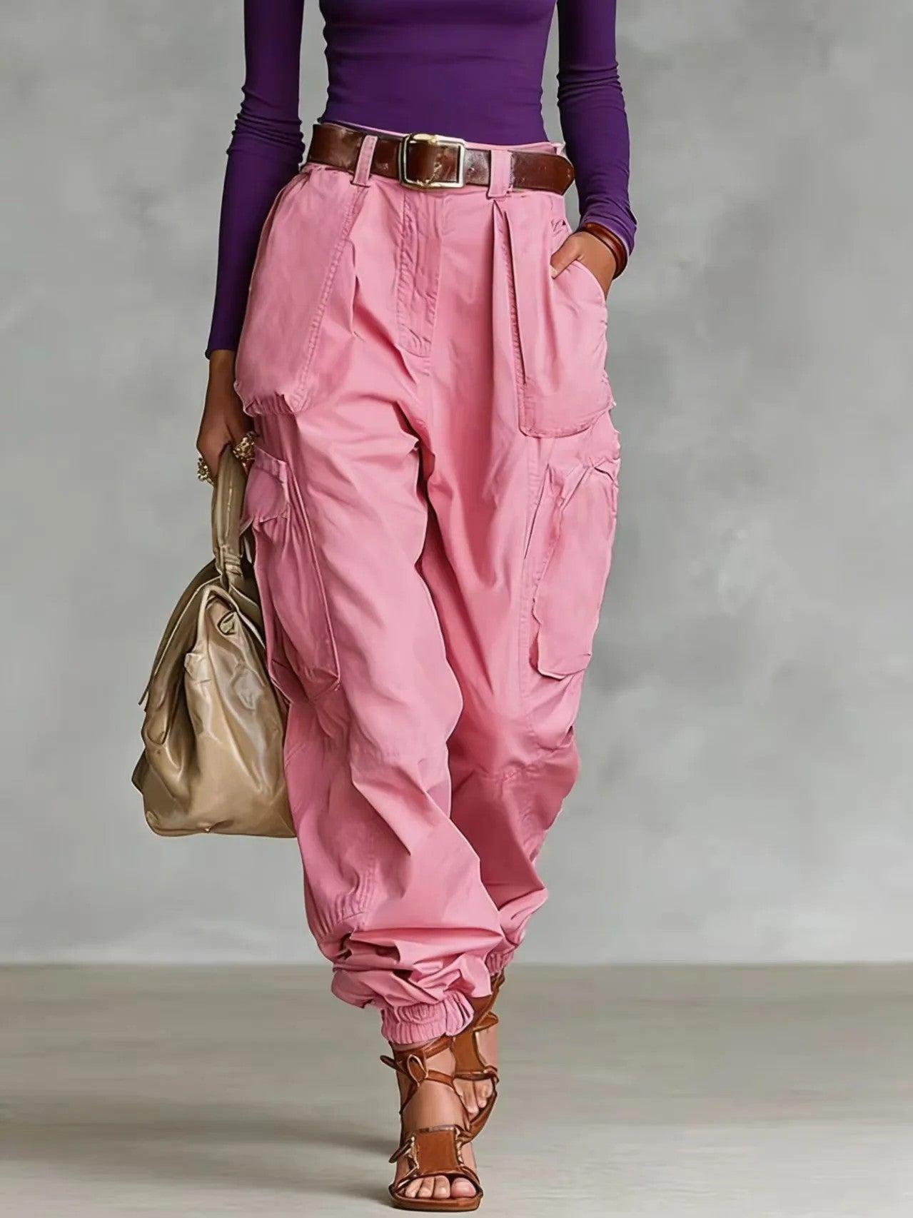 Roux Cuffed Utility Pants - Rosewater