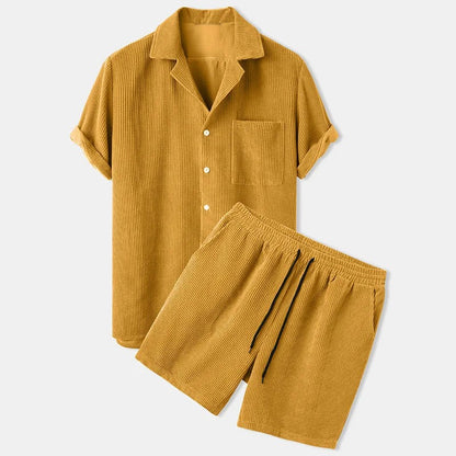 Rovinj Corduroy Shirt Shorts Set - Saffron