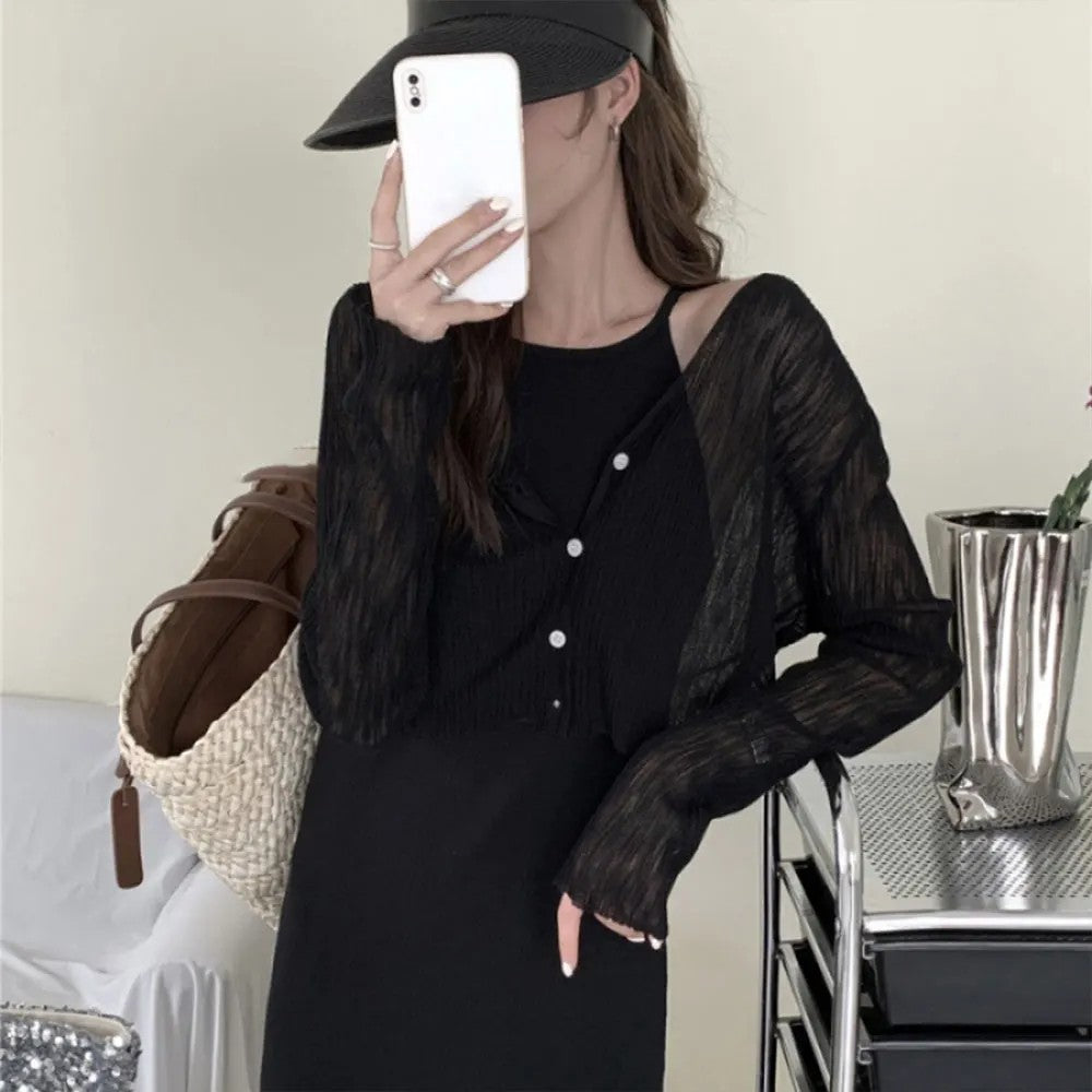 Salerno Ice Silk Cardigan - Black