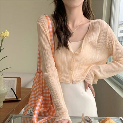 Salerno Ice Silk Cardigan - Peach
