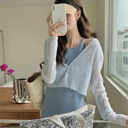 Salerno Ice Silk Cardigan - Sky Blue