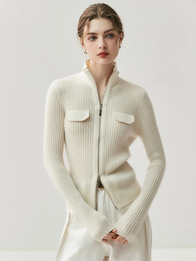 Savona 100% Cashmere Stand Collar Cardigan