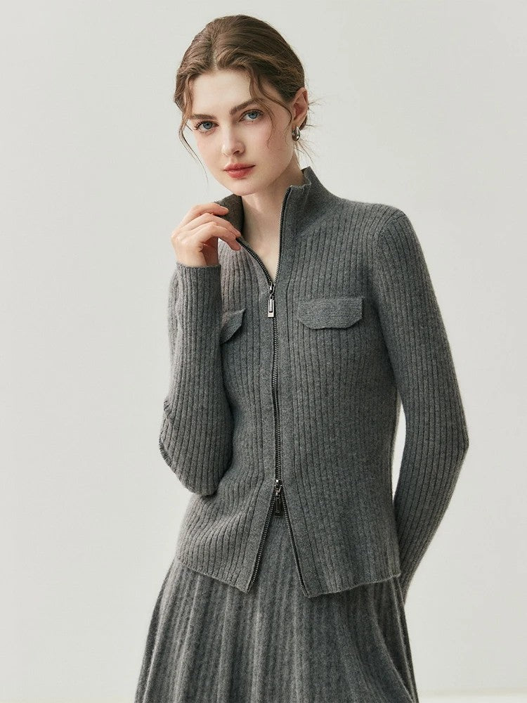 Savona 100% Cashmere Stand Collar Cardigan