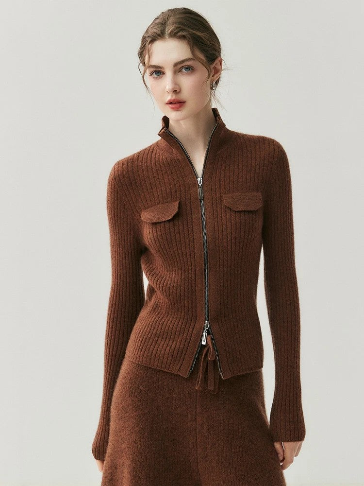 Savona 100% Cashmere Stand Collar Cardigan