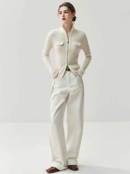 Savona 100% Cashmere Stand Collar Cardigan