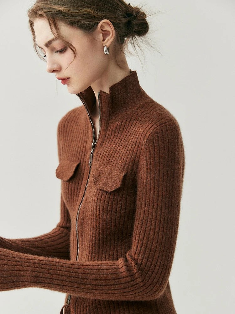 Savona 100% Cashmere Stand Collar Cardigan