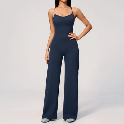 Sculpt Wide Leg Jumpsuit - Pacific Blue