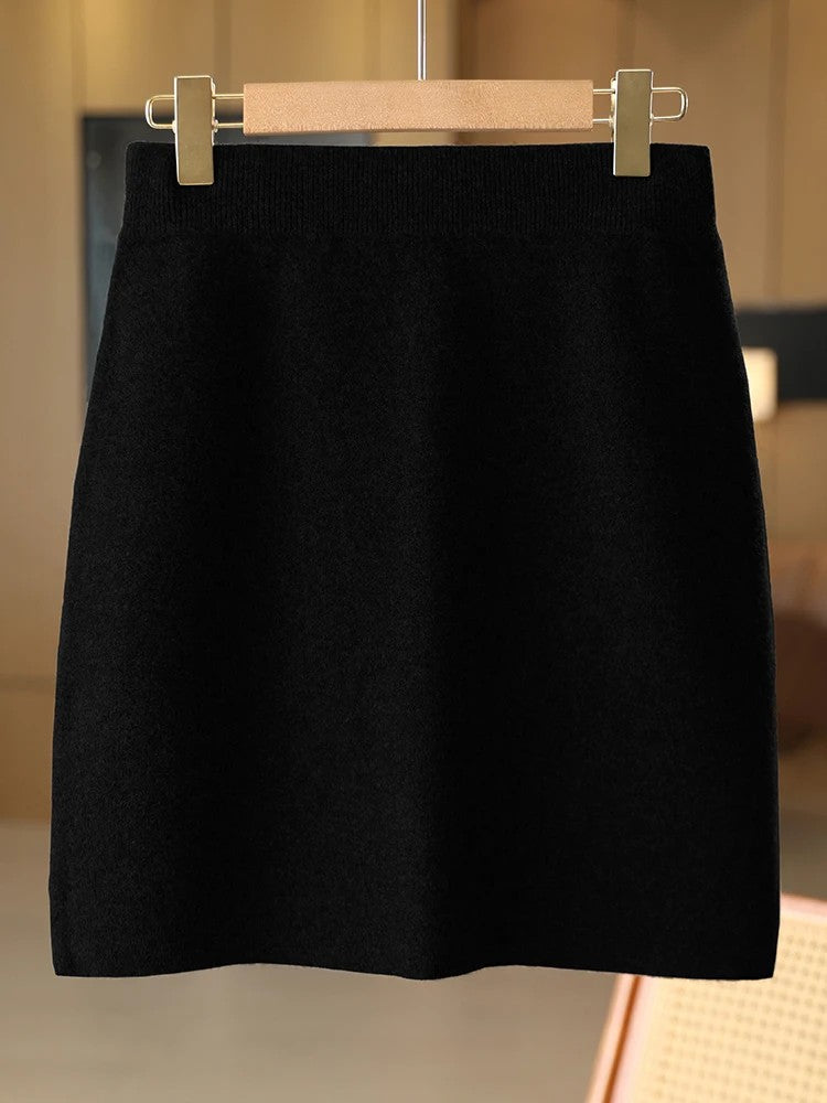 Strasbourg Merino Wool Cashmere Mini Skirt - Classic Black