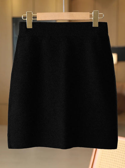 Strasbourg Merino Wool Cashmere Mini Skirt - Classic Black