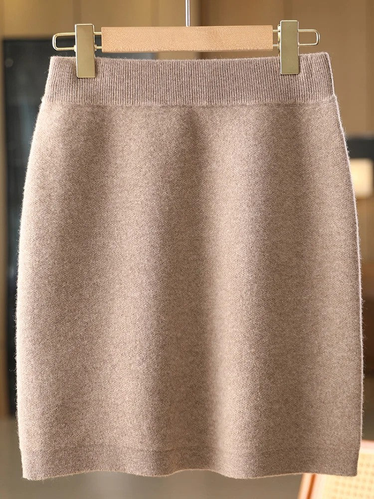 Strasbourg Merino Wool Cashmere Mini Skirt - Warm Camel