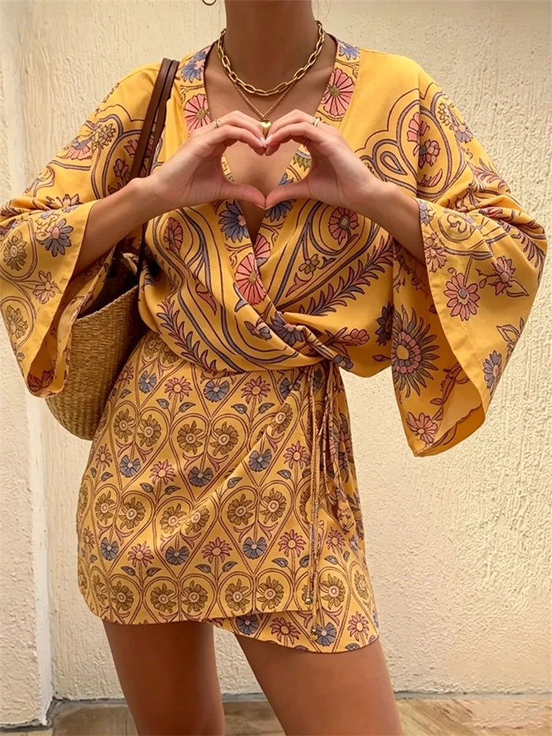 Taormina Boho Paisley Mini Dress