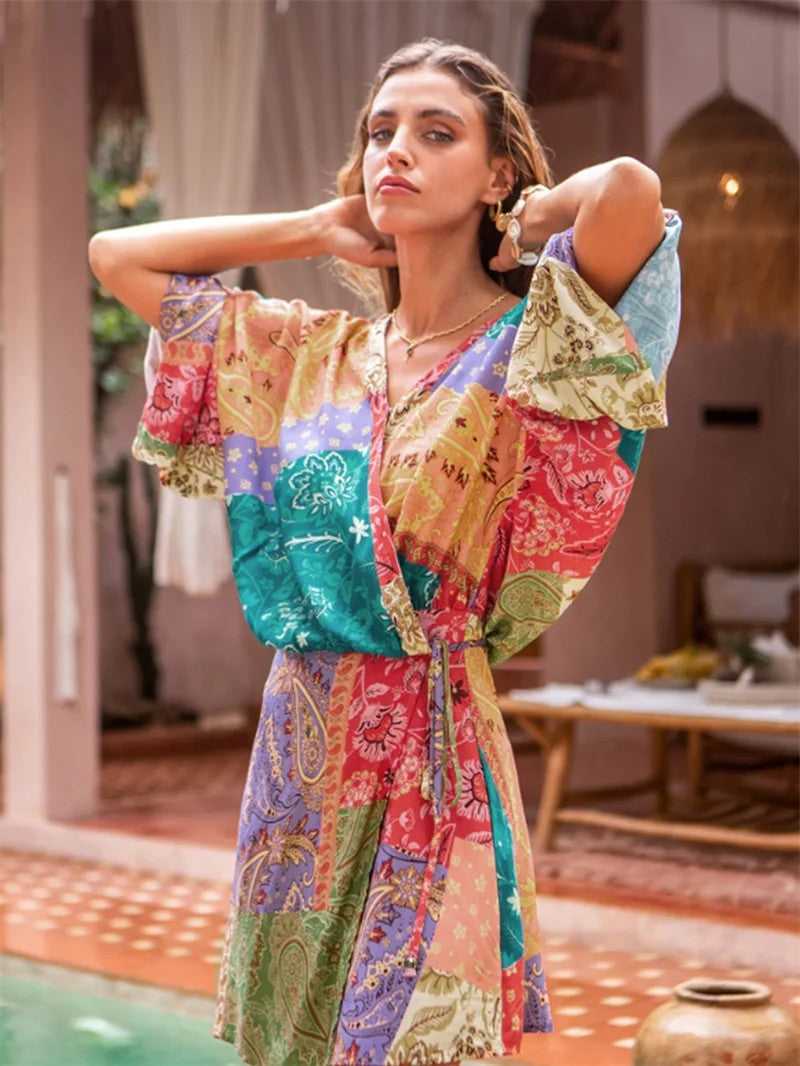 Taormina Boho Paisley Mini Dress