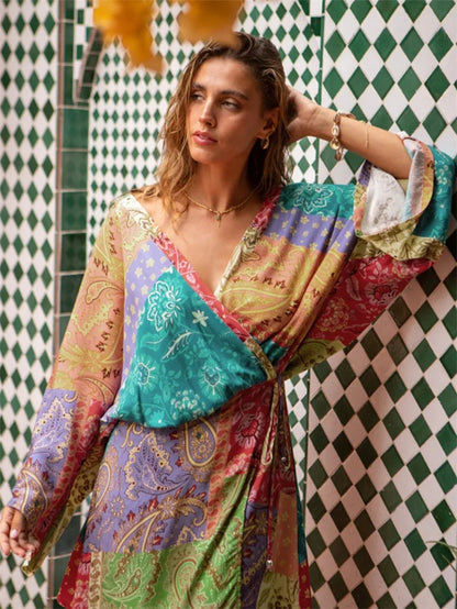 Taormina Boho Paisley Mini Dress - Orchid Violet