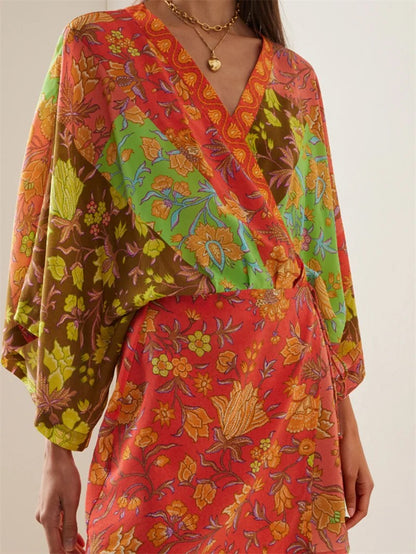 Taormina Boho Paisley Mini Dress - Spiced Orange