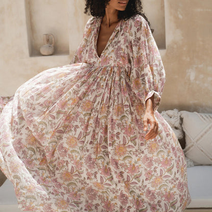 Taormina Floral Maxi Dress - Dusty Rose Floral