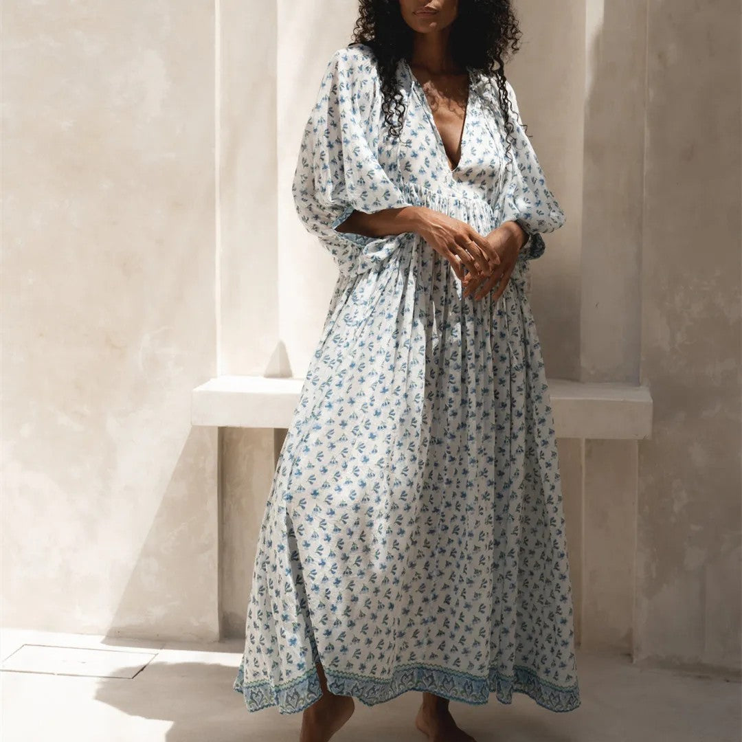 Taormina Floral Maxi Dress - Indigo Floral