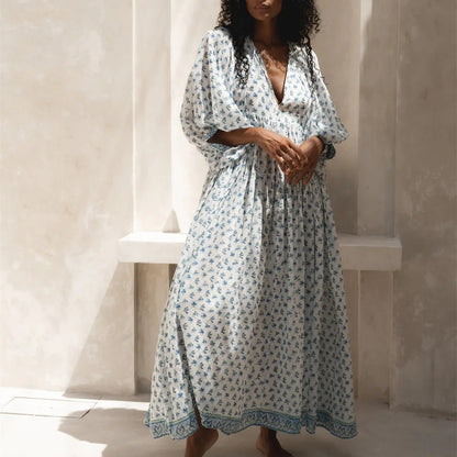 Taormina Floral Maxi Dress - Indigo Floral