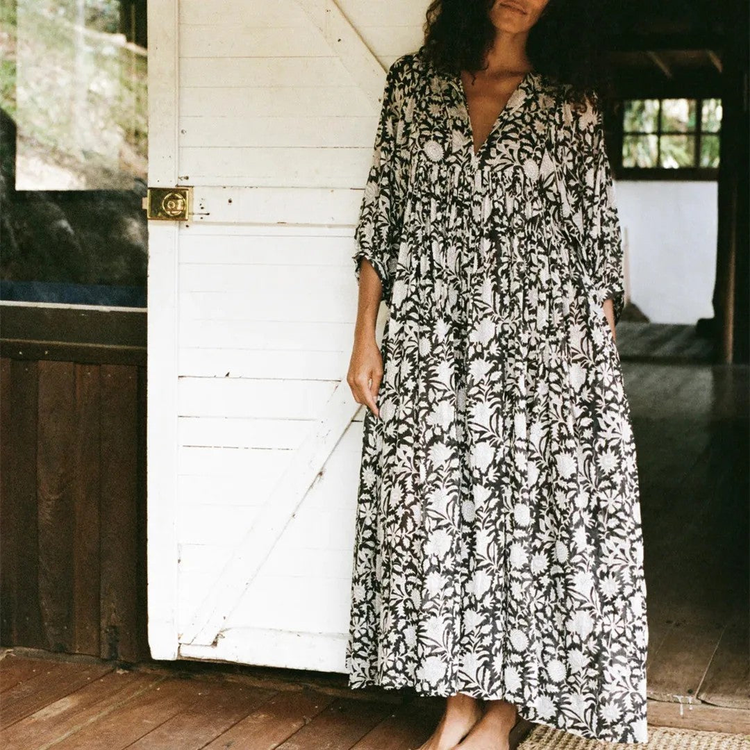 Taormina Floral Maxi Dress - Noir Floral