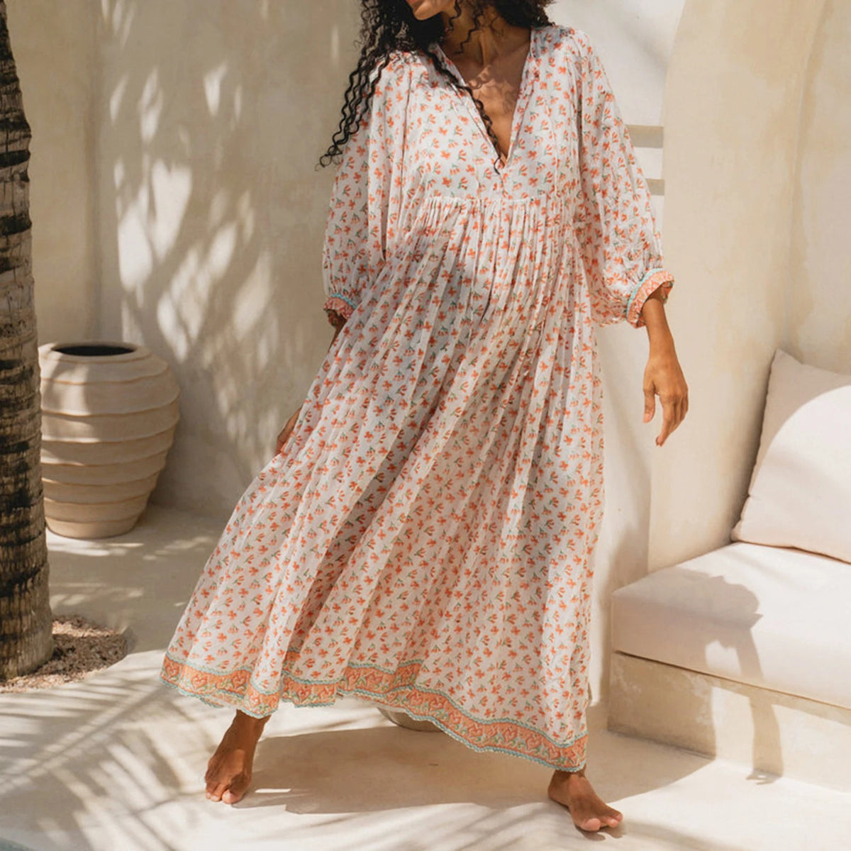 Taormina Floral Maxi Dress - Terracotta Floral