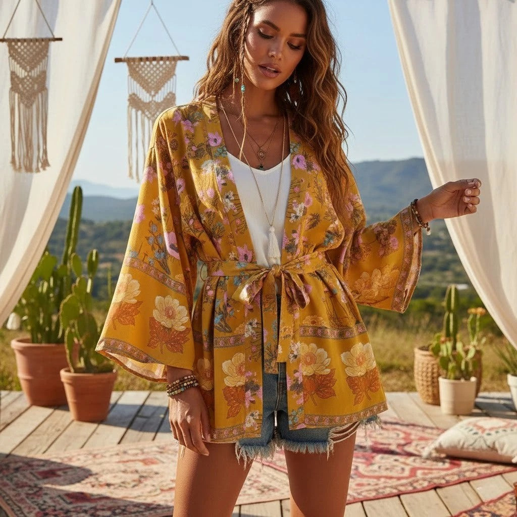 Taranto Floral Tie Kimono