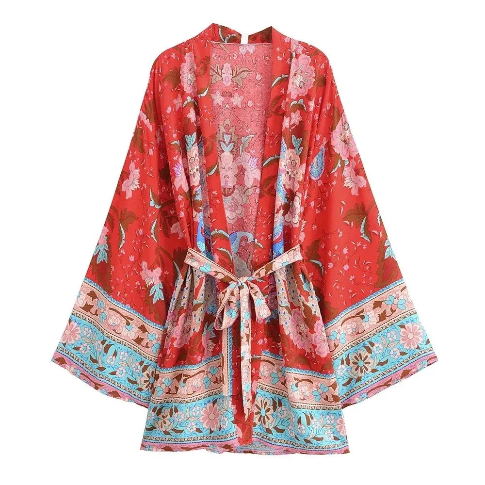 Taranto Floral Tie Kimono - Blush Pink