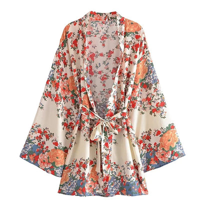 Taranto Floral Tie Kimono - Golden Bloom
