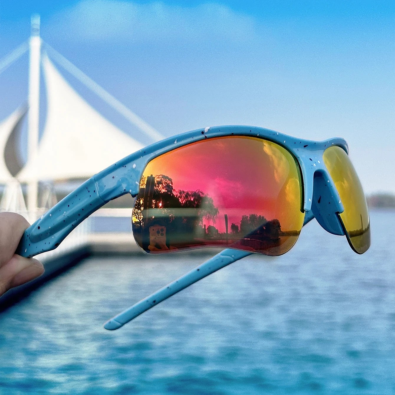 Tempo Polarized Cycling Sunglasses - Azure Fire Mirror