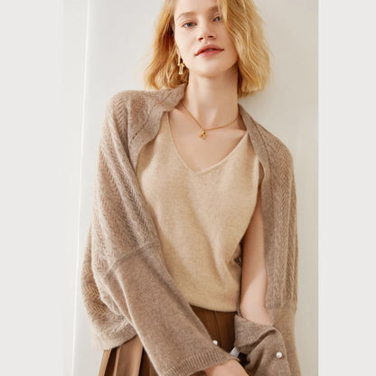 Tesori 100% Cashmere Pearl Cardigan