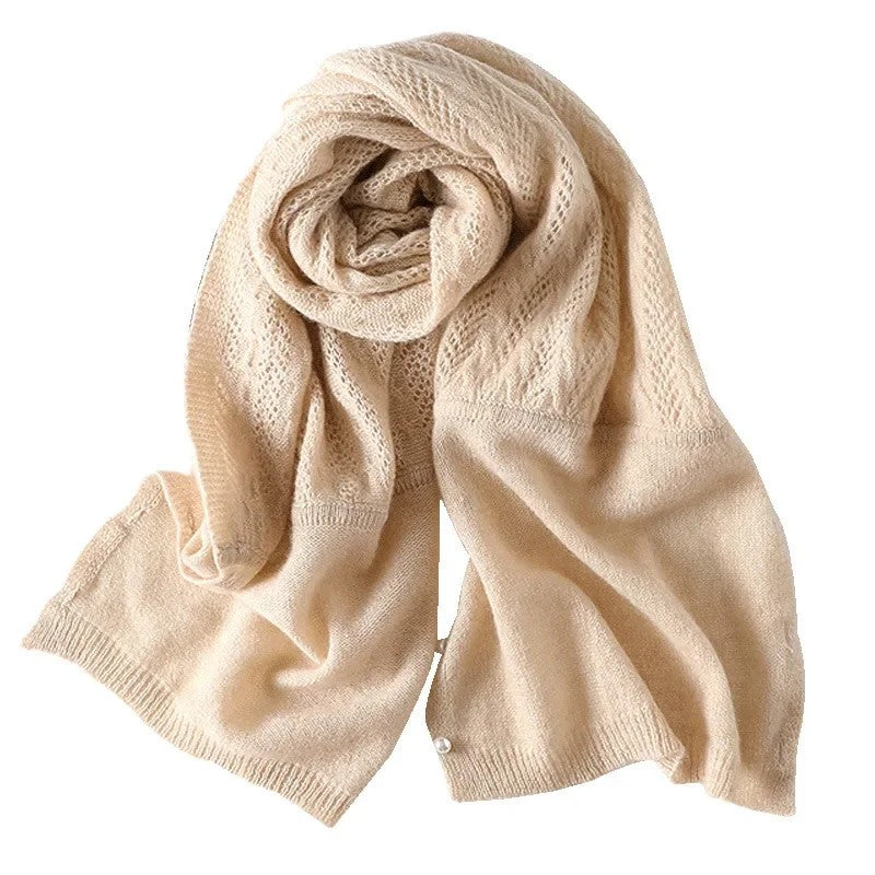 Tesori 100% Cashmere Pearl Cardigan - Oatmeal