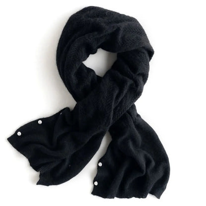 Tesori 100% Cashmere Pearl Cardigan - Obsidian