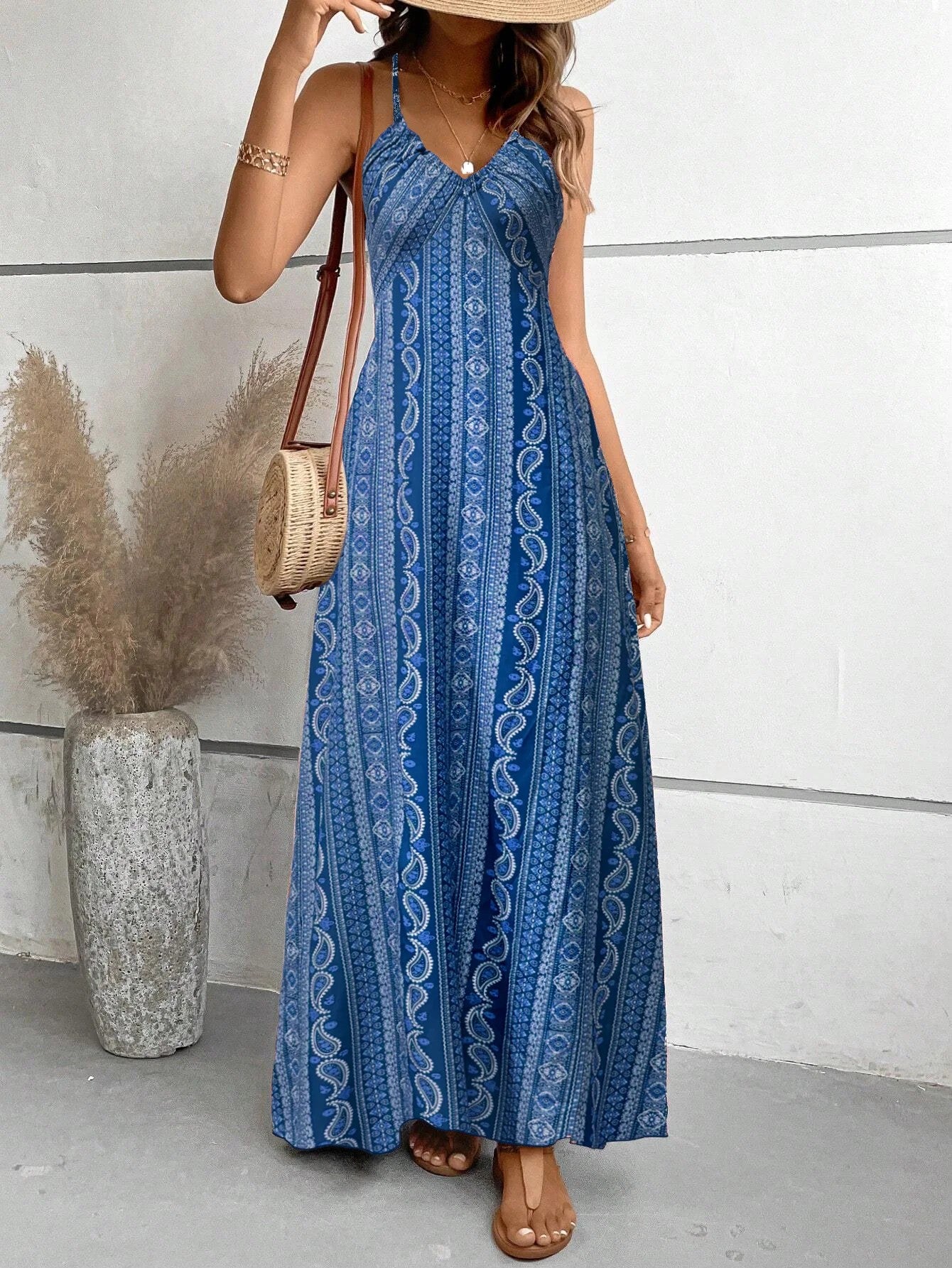 Thira Backless Maxi Dress - Azure Blue
