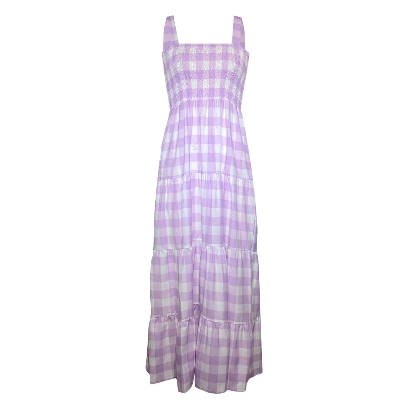 Tivoli Shirred Gingham Maxi Dress